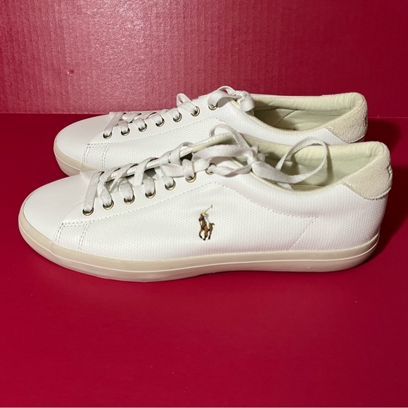 NEW Polo Ralph Lauren Longwood Leather Sneakers Mens 11 White PRL Ponyman Gum So - Picture 1 of 7